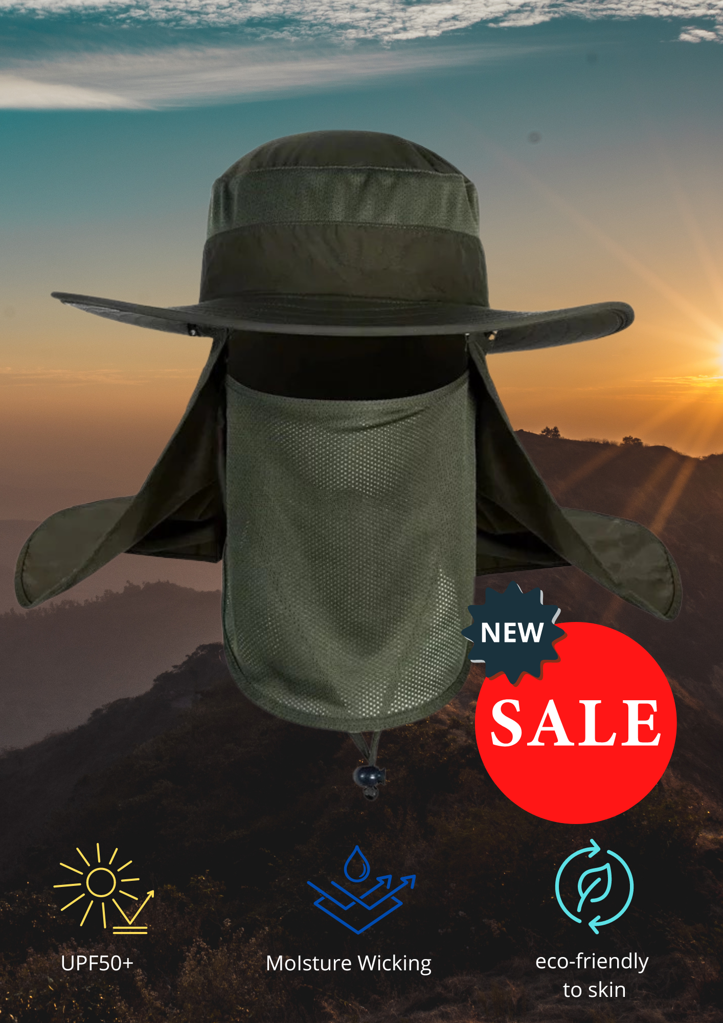 Sun protect UPF 50+ Adult Wide brim Hat - Koala Advance