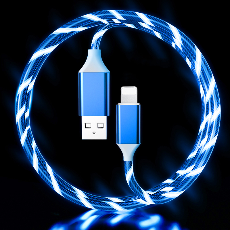 LED Flowing Light Up 3A Fast Charging cable (BLUE) Lightning
