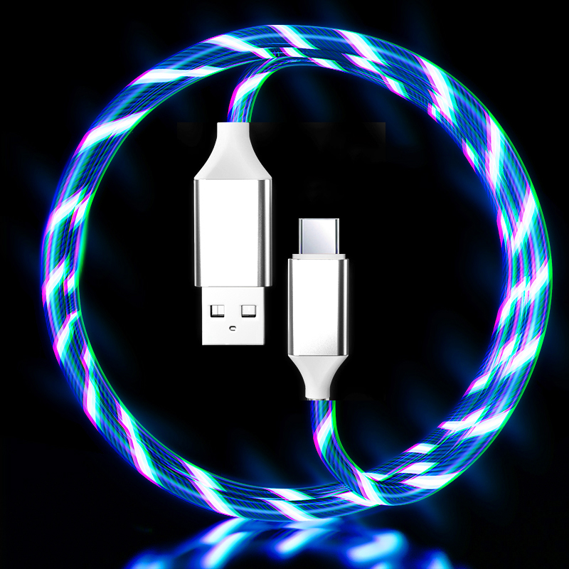 LED Flowing Light Up 3A Fast Charging cable (WHITE) Type C