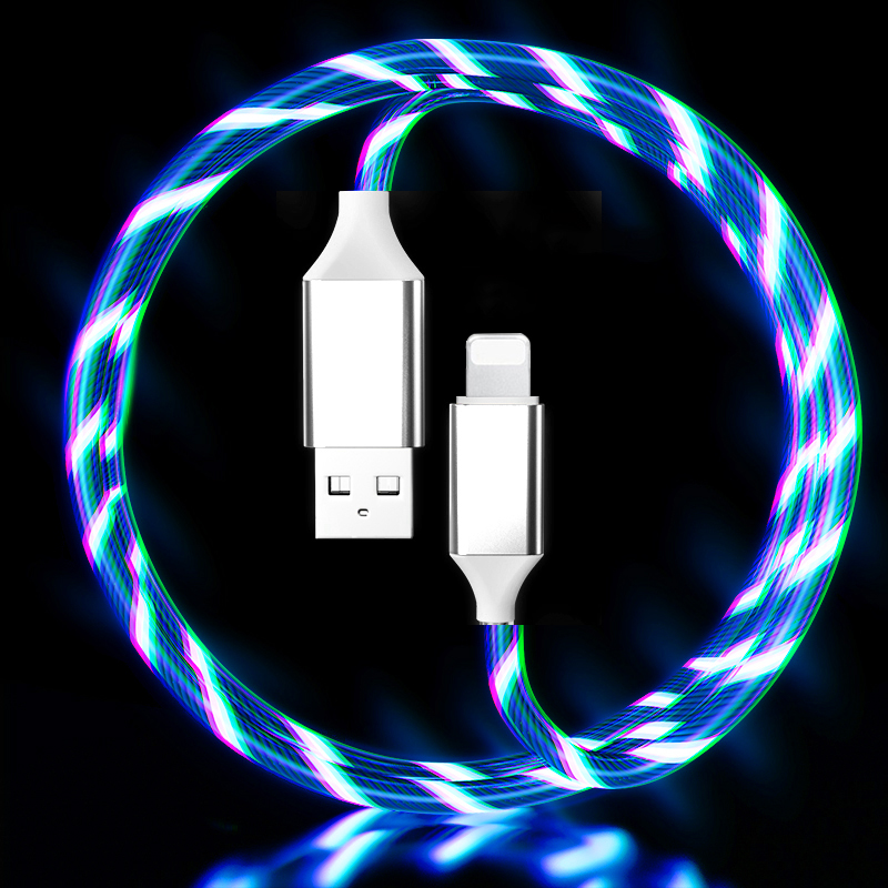 LED Flowing Light Up 3A Fast Charging cable (WHITE) Lightning