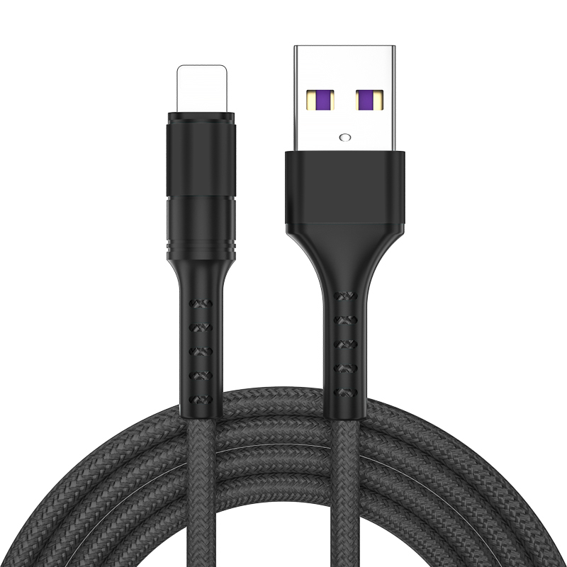 5A Nylon Braided Lightning Black USB cable