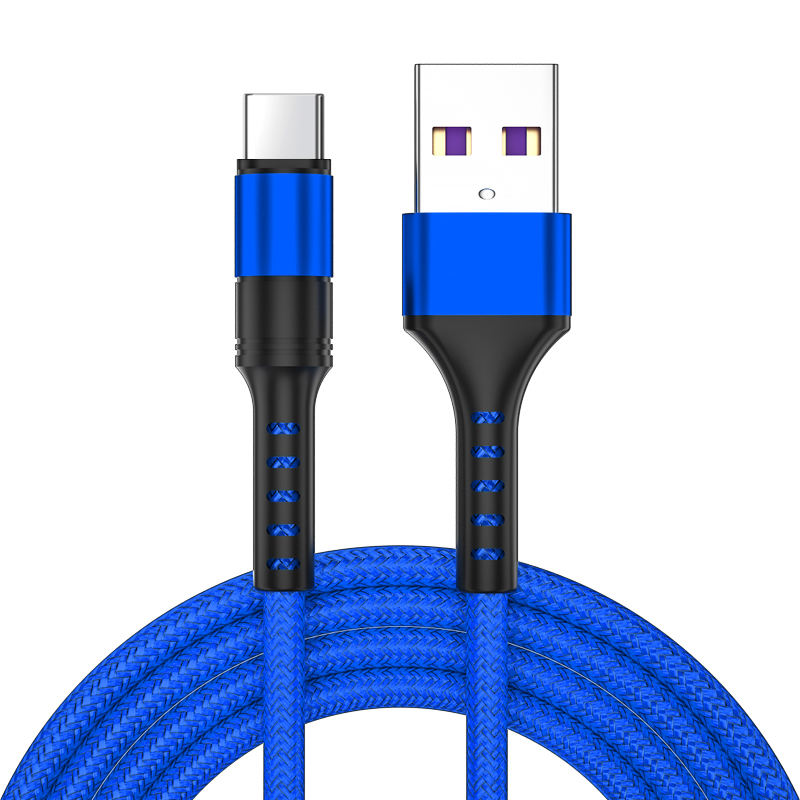 5A Nylon Braided Blue USB-C cable