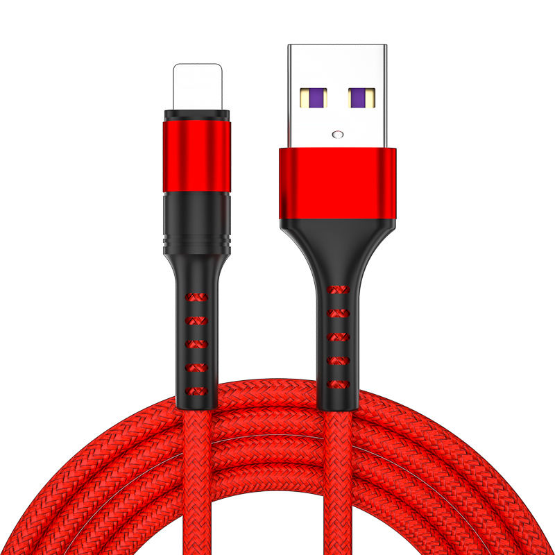 5A Nylon Braided Lightning Red USB cable