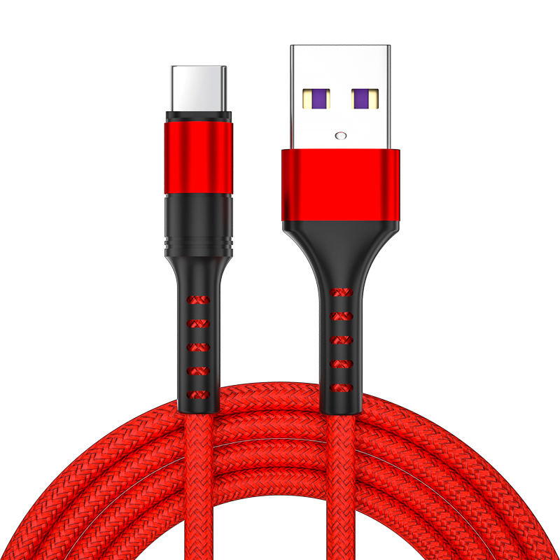 5A Nylon Braided Red USB-C cable